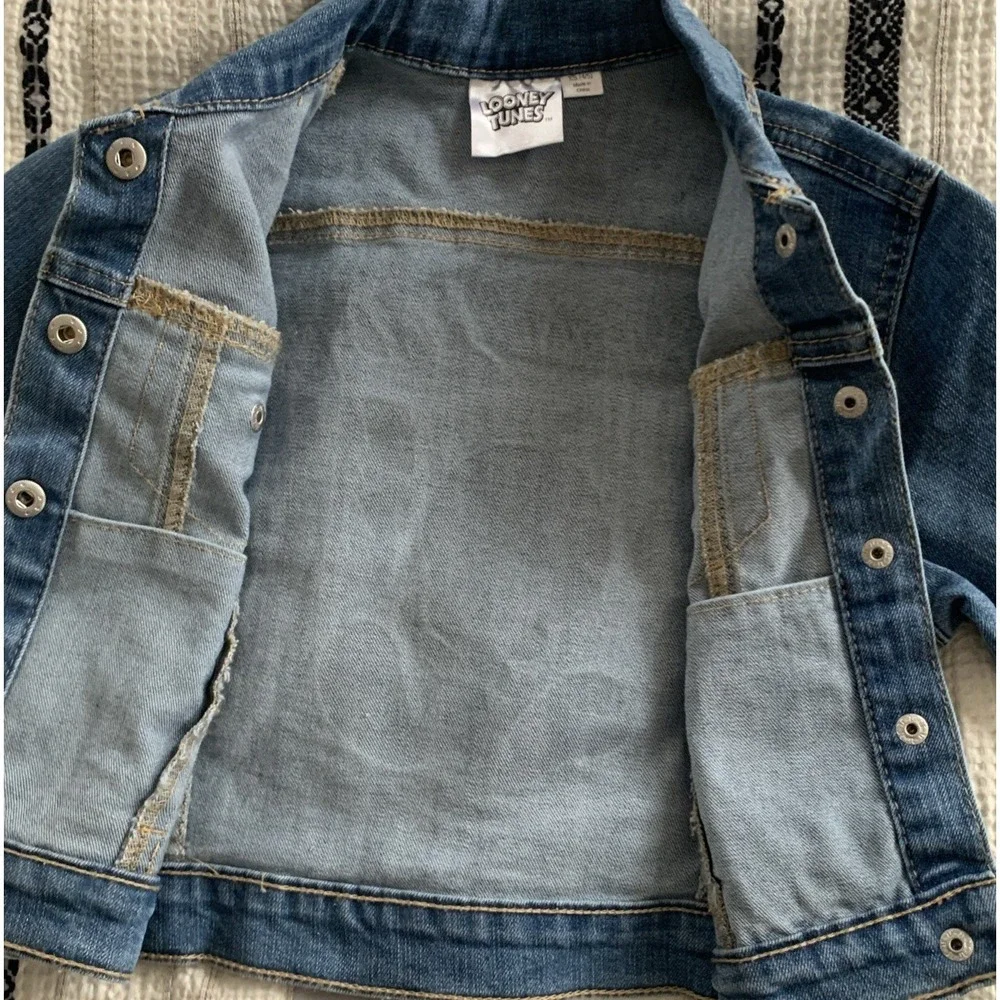 Looney Tunes‎ TWEETY BIRD Girls XS 4/5 THATS ALL FOLKS Blue Denim Jean Jacket